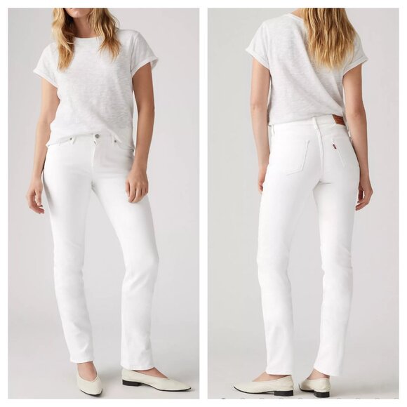 Sz 26x30- NWT Levi's Classic Straight Mid‎ Rise Stretch Denim Jeans Simply White - Picture 1 of 12